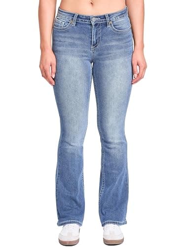YMI Jeans Women's Mid Rise Clean Hem Premium Stitch Bootcut Jeans, Indigo Blue, 09