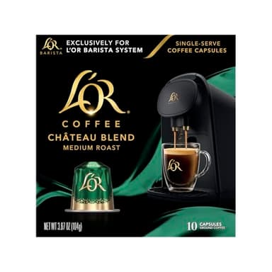L'OR Coffee Pods, 10 Count Chateau Medium Roast Blend, Single-Serve Aluminum Coffee Capsules Compatible with the L'OR BARISTA System, 10 count (Pack of 1)