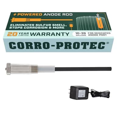 Corro-Protec Powered Anode Rod for Water Heater, 20-Year Warranty, Eliminates Rotten Egg/Sulfur Smell within 24 hours, Stops Corrosion and Reduces Limescale, Electrical Anode Rod Made of Titanium