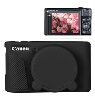 Frevyve Case for Canon PowerShot SX740 HS, SX730 HS Camera, Soft Silicone Protective Case, Slim Fit Sleeve with Removable Lens Cover and Screen Protector Accessories, Anti-Scratch (Black)