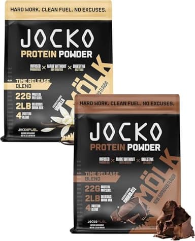Jocko Fuel Protein 2 Pack Bundle - Jocko Mölk Chocolate + Vanilla (2 Flavors) (2lb Each)