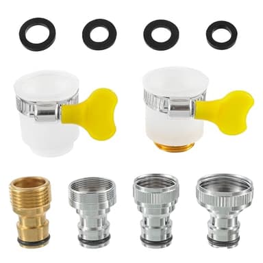 Faucet Tap Quick Connector Kit 2 Universal Faucet Adapterand4 Washing Machine Quick Connector Thread Sink Faucet Adapter Connecting Garden Hose for Dishwasher Car Wash （6 pcs）