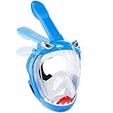 Zipoute Snorkel Full Face Snorkel Mask for Kids, Kids Snorkeling Set 180 Degree Panoramic View, Safe Anti-Leak Anti-Fog, Foldable Dry Top Snorkeling Gear for Kids Adult