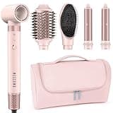MESCOMB 5 in 1 High-Speed Hot Air Styler - Professional Frizz-Free Hair Dryer Brush, Fast Drying Hair Dryer, No Heat Damage Air Styler Wrap - Curl, Volumize, Straighten with Travel Bag