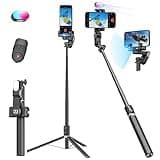 Smartphone Gimbal Stabilizer, Smart Face Tracking Tripod Without APP - 4 in 1 Cellphone Gimbal Stabilizer for iPhone&Android Extended 108cm Rod with RGB Fill Light, AOCHUAN M2PRO Black