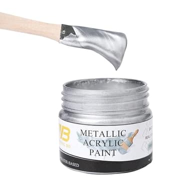 YongBo Metallic Silver Acrylic Paint, 100ml Silver Paint, Art Craft Paints for Canvas, Rock, Stone, Wood, Fabric, Art Supplies