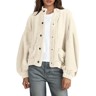 Free People Dupe Jacket, Sweatshirt Coatigan Button Down Long Sleeve Lightweight Fall Jackets with Pockets Beige