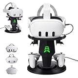 Lampelc VR Charging Stand for Quest 3, Quest 3S, Quest 2 Headset, Controllers and VR Accessories, VR Headset Charging Dock with LED Lights