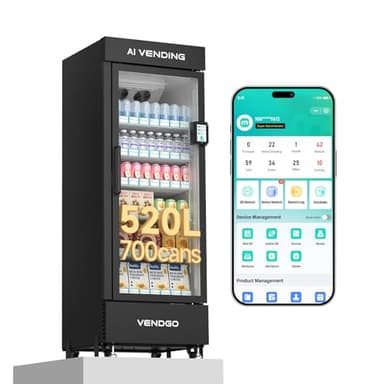Smart Ai Vending Machine with Card Reader, Snack & Drink Combo, 6-Layer, 700 Can (300ml) Capacity, Refrigerated, Ai Visual Recognition & App Management, Vending Machines for Business