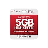 $15/Month | Infimobile Prepaid Plan: 1 Months T-Mobile | 5GB High-Speed Data Per Month | 2500 Minutes and 2500 Text| Prepaid Plan Service SIM Card | Nationwide Coverage | 4G, 5G Network