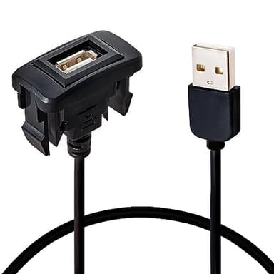 Anina 1.57"x0.87" USB Port Car Charger for Toyota, Male to Female USB Power Socket Adapter, Panel Flush Mount Extension Cable for Tacoma FJ Cruiser Highlander, Square Vehicle Dash Port for IOS Android