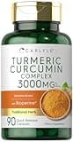 Carlyle Turmeric Curcumin with Black Pepper 3000mg | 90 Powder Capsules | Complex Supplement with Bioperine | Non-GMO, Gluten Free