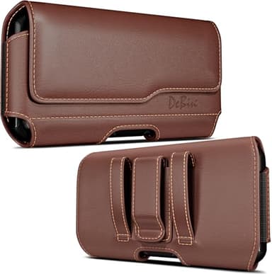 DeBin Holster for iPhone 17 17 Pro 16 Pro 16e 15 15Pro 14 13 12 11 Xs 10 X XR – Cell Phone Belt Holder Case with Clip for Men Women Pouch (Fits Protective Cover on) Brown