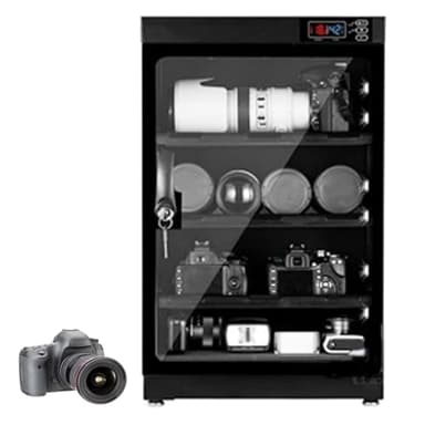 INTBUYING Camera Dry Cabinet 80L Electronic Dry Cabinet for Camera Lens Storage with Lock 4 Layers Intelligent Temperature Humidity LED Screen Noiseless