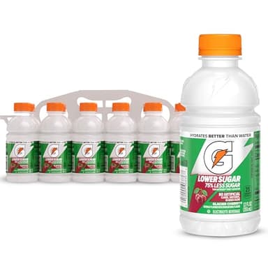 Gatorade Lower Sugar Electrolyte Sports Drink, Glacier Cherry, 12 fl oz Bottles, (12 Pack), 75% Less Sugar, No Artificial Flavors, No Artificial Sweeteners, No Artificial Colors, Hydration