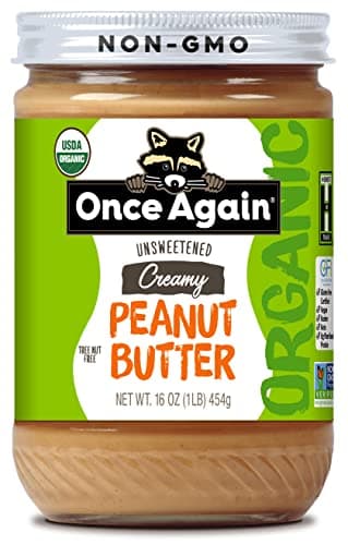 Once Again Organic Creamy Peanut Butter, Lightly Salted - No Sugar Added Natural Peanut Butter, No Palm Oil - Glass Jar, Non-GMO, Gluten Free - Smooth and Unsweetened - 1 Jar (16 oz)
