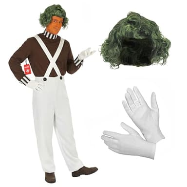 fun shack Mens Chocolate Factory Worker Costume, Chocolate Factory Costume, Candy Costume Adult Men, Movie Character Costumes - Medium