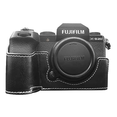MUZIRI KINOKOO Case for Fujifilm Fuji XS20/X-S20 Camera, Retro Style PU Leather Fuji XS20 Protective Case with Hand Grip and Opening Bottom Design - Black
