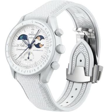REBANDACE Strap for Omega x Swatch MoonSwatch Watch 20mm,Folding Buckle Band Compatible Omega X Swatch Moonswatch Speedmaster,Curved No Gap Replacement Strap for Men Women (White)