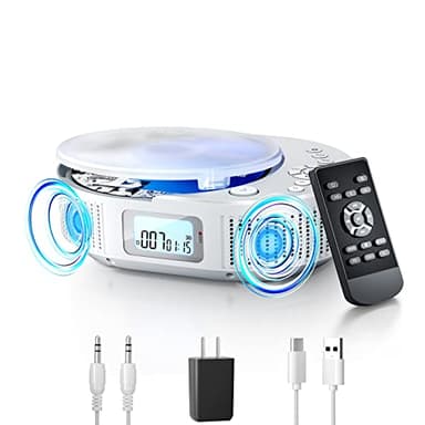 CD Player Portable, FELEMAN Upgraded Boombox CD Player & Bluetooth Speaker 2 in 1 Combo, Rechargeable Portable CD for Car/Home with Remote Control, FM Radio, Support AUX/USB, Headphone Jack
