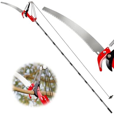 Suchtale Manual Pole Saw, Pruning Saw, Tree Pruner with Steel Blade & Scissors, Tree Trimmer for High Branches,Palms and Shrubs, 14FT Extendable Long Handle Limb Cutter, Yard Garden Branch Trimming