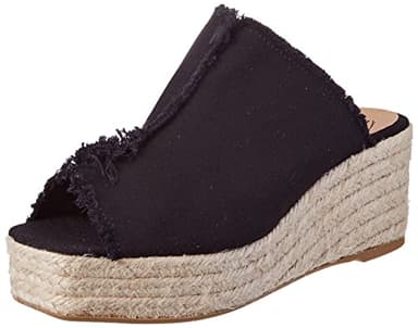 CASTANER Women's Queral Canvas Wedge Espadrille Mule, Negro, 9