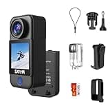 SJCAM C300 Pocket Action Camera,4K Body Camera, Auto Screen Off, Stabilization, Waterproof, Small Wearable, Mini POV Camera, Removable Dual Battery, Touch Screen, with Helmet Mount Kits, Black
