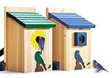 2pk X Large Bluebird Houses Nesting Box - Heavy Duty Bird House - Birdhouses for Outside - Wall Tree Pole Mountable - 1.5” Hole 13/16" Thickness - Large Space Base Mesh - Tree Tie Bending
