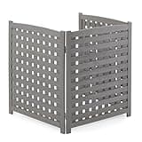 3-Panel Outdoor Air Conditioner Fence Screen, Outside Wood Privacy Fence, 32" W x 38" H