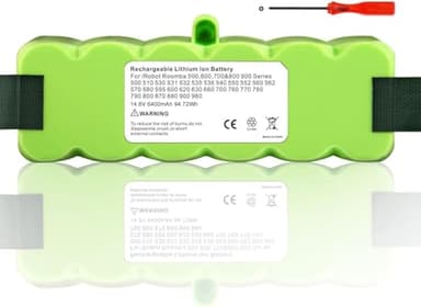 Green For iRobot Vacuum cleaner Parts XLife Extended Life Battery for iRobot Roomba R3 500 600 700 800 Series 530 535 540 550 560 570 580 620 630 660 650 680 760 770 780 790 870 880 (6400mAh Li-ion)
