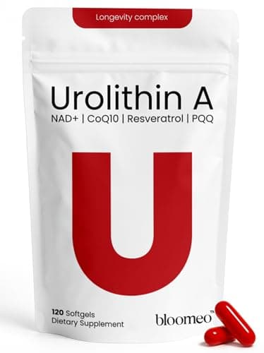 Urolithin A Supplement with NAD, Resveratrol, CoQ10, PQQ – 5-in-1 Longevity Complex to Support Healthy Aging, Mitochondrial Energy, Cellular Renewal, Cognitive Function, Muscle Health – 2 Month Supply