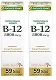 Nature's Bounty Vitamin B12 5000 Mcg Sublingual Liquid, Cardiovascular Health & Cellular Energy Support, 2 Fl Oz (1 Count) (Pack of 2)