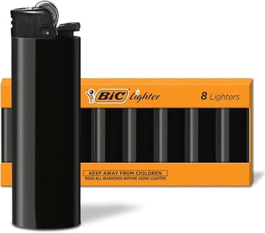 BIC Maxi Pocket Lighters, Safe and Reliable, Long-Lasting Pocket Lighters for Everyday Use, All-Black, 8-Pack