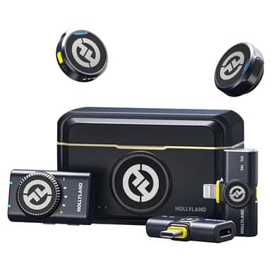 Hollyland Lark M2 Wireless Microphone for iPhone/Camera/Android/PC, 48kHz/24-bit High Fidelity Audio, 300m Range, Noise Cancelling, 40h Use, YouTube, Vlog, Streaming (2TX + 3RX + Charging Case)