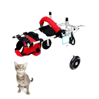 TOSPHU Cat Wheelchair Adjustable 2 Wheels Pet Wheelchair Lightweight Cat Support Wheels for Rehabilitation Aid for the Back Legs of Aging, Arthritic, Injured, Disabled, Weak Cats/Pets (XS)