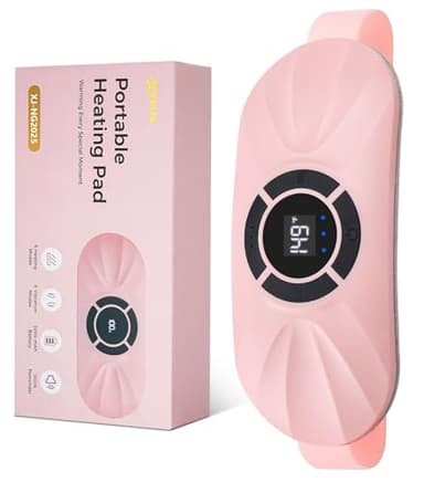 Portable Cordless Heating Pad for Period Cramps, Voice Reminder Menstrual Heating Pad with 6 Heat Levels and 6 Massage Modes, 3s Fast Heating, Gifts for Her Women Girls