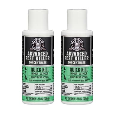 Grandpa Gus's Advanced Pest Killer Concentrate, Indoor & Outdoor Bug Spray, Ants, Roaches, Flies, Spiders, Fleas, Gnats, Silverfish, Moths, Kid & Pet Safe When Used as Directed - 2 Pack, 3.7 oz