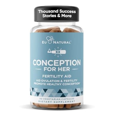 Eu Natural Conception for Her Fertility Supplements for Women - Ovulation, Hormonal Balance & Regular Cycle Support - Myo-Inositol, Folate, Folic Acid & Vitex - 60 Vegetarian Capsules