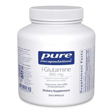 Pure Encapsulations L-Glutamine 850 mg | Supplement for Immune and Digestive Support, Gut Health and Lining Repair, Metabolism Boost, and Muscle Support* | 250 Capsules