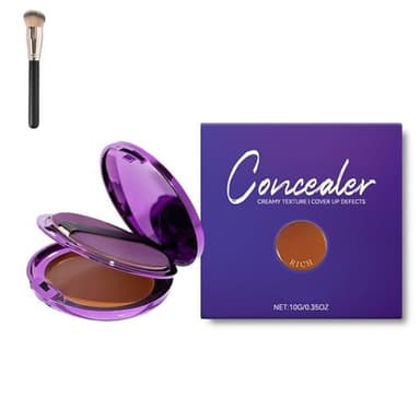 Evanesce Soft Matte Cream Concealer, Full-Coverage Waterproof Moisturizing Hydrating Foundation, Color Correcting Cream with Makeup Brush, Long Lasting Moisturizing Lightweight (Deep)