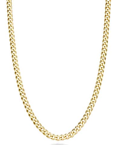 Miabella Italian 18K Gold Plated 925 Sterling Silver 3.5mm Diamond-Cut Cuban Link Curb Chain Necklace for Women Men, Made in Italy (Length 22 Inches)