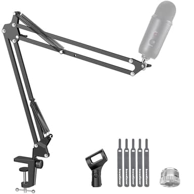 InnoGear Boom Arm Microphone Mic Stand for Blue Yeti HyperX QuadCast SoloCast Snowball Fifine Shure SM7B and Other Mic, Black
