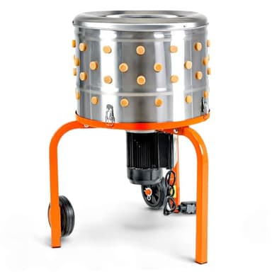 SuperHandy Chicken Plucker 1HP 120VAC - Electric Stainless Steel Poultry Processing Machine with 92 Soft Fingers, 20" Drum, GFCI Safety & Waterproof Design, Transport Wheels