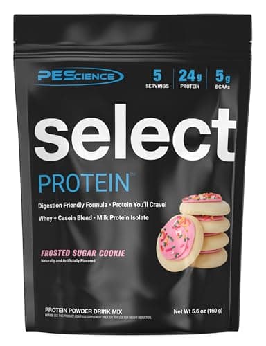PEScience Select Protein Powder, Whey and Casein Blend, Clean Protein Powder for Women and Men, Low Calorie, Low Carb, Keto Friendly, Gluten Free - Frosted Sugar Cookie - 5 Servings