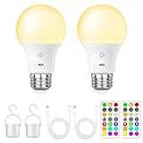 USB Rechargeable Light Bulb With Remote Control, Smart RGB Color Changing Bulb, 9+3 Color Temperature, LED Dimmable Touch Control Bulb With Timing Function, 2600mAh Battery Powered 8W A19, E26,2 Pack
