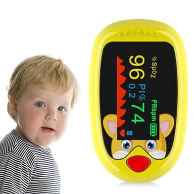 Pediatric Pulse Oximeter, Pulse Oximeter Oxygen Monitor Finger For Kids and Child Over 2,Children's Sats Monitor Checking Oxygen Saturation, Heart Rate,PI At Home, School or Trip Use (yellow)