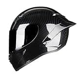 Woljay Full Face Motorcycle Helmet Racing Helmet Motocross Off Road Moto Street Bike Helmets (L, Carbon Fiber Gloss)
