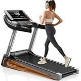 UMAY Fitness Home Folding Incline Treadmill with Pulse Sensors, 3.0 HP Quiet Brushless, 300 lbs Capacity, Grey