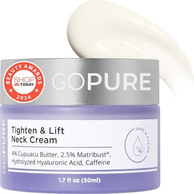 goPure Tighten & Lift Neck & Chest Moisturizer Cream for Visibly Firming, Tightening and Lifting Wrinkles & Crepey Skin, 1.7oz