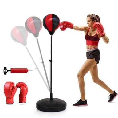 Speed Ball Stand Punching Bag Set,Fitness Reflex Bag for Adults,Adjustable Height Freestanding Reflex Speed Bags with Gloves, Boxing Punching Bag for Training, Stress Relief and Fitness.